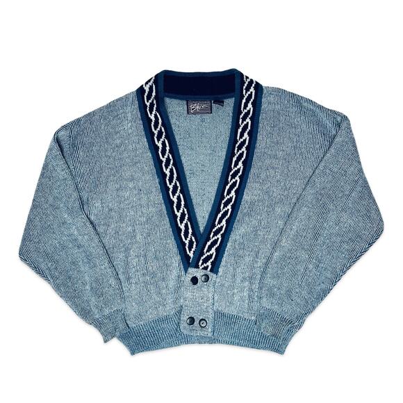 Rare VTG Anchor Blue Academia Grandpacore Cozy Knit Cardigan Sweater M - Picture 1 of 16